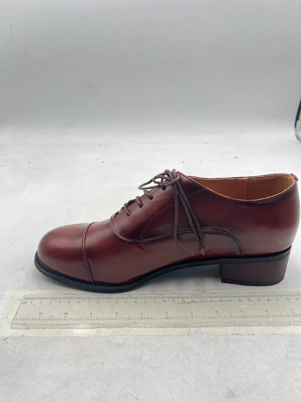 FSJ Brown Men's Classic Lace-Up Oxford Shoe Handmade Burnished Soft Leather Shoe
